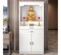 YUGXTH Personal Shrine Altar Table, Meditation Prayer Table with Storage, Buddhist Shrine Prayer Stand Riser, Chinese Meditation Prayer Cabinet for Relaxation, Prayers(White,40cm/15.7in)