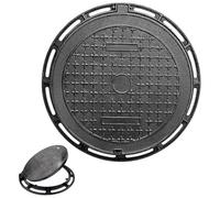 YUGXTH Round Manhole Cover, Cast Iron Septic Tank Lid with Frame, Removable Recessed Sewage Basin Cover, Heavy Duty Inspection Cover for Driveway, Concrete, Yard(40cm/15.7in)