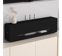 YUGXTH WiFi Router Storage Box, Wooden Wall Mount Storage Cabinet, Household Power Cord Arrangement Box, Power Strip Cable Management Hider Organizer for Living Room(Black,70cm/27.5in)