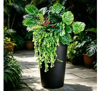 YUGYUM 8 Bundles Large Faux Artificial Plants Flowers Outdoor, Hanging Fake Greenery Leaves Stems Vine UV Resistant for Outside Window Box Baskets Garden Patio Porch Spring Decor