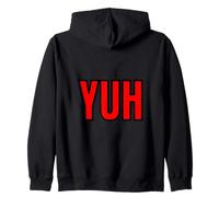 YUH Retro 80s Confident Slang Minimal Graphic Design Zip Hoodie