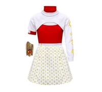 Yuhagon Girls Zombies Nova Costume Cheerleader Cosplay Mesh Top Pant Hooded Coat Wrist Prop 4PCS Uniform Halloween Outfits (Red, X-Large(11-12 Y))