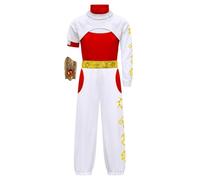 Yuhagon Girls Zombies Nova Costume Cheerleader Cosplay Mesh Top Pant Hooded Coat Wrist Prop 4PCS Uniform Halloween Outfits (White, X-Large(11-12 Y))