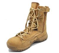 YUHAI Men's Tactical Army Boots Suede Waterproof Military Boots High Top Lace Up Lightweight Combat Desert Boots With Side Zipper,Brown-39(UK 6.5)