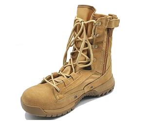 YUHAI Men's Tactical Army Boots Suede Waterproof Military Boots High Top Lace Up Lightweight Combat Desert Boots With Side Zipper,Brown-45(UK10.5)