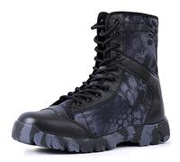 YUHAI Tactical Boots Men Zipper,waterproof Breathable Combat Boots Camouflage Desert Shoes,Black python pattern-43(UK 9)
