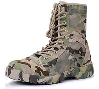 YUHAI Tactical Boots Men Zipper,waterproof Breathable Combat Boots Camouflage Desert Shoes, Green camouflage-44(UK 10)