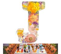 Floral Resin Night Light, Floral 26 Letters Resin Night Light, Handmade Floral Night Light, for Mother Wife, Personalized Name Creative Letter Lamp Birthday Party Decor (J)