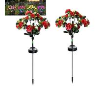 Yuhaidzsw Memorial Garden Bloom Lights - Featuring Ultra-Realistic Artificial Petals, Weatherproof Solar Garden Lights, Solar LED Garden Decor Stake Light for Yard Patio Lawn Cemetery (Mix-4pcs)