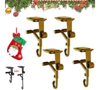 Yuhaidzsw Paeose Garland Holder, 2025 New Paeose Garland Holder for Mantle, 2-in-1 Fireplace Stocking and Garland Hanger, Adjustable Christmas Mantle Hanger for Hanging Garlands, No Drill (Gold-4pcs)