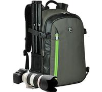 YuHan Oxford Large Capacity Multi-function Waterproof Anti-shock SLR/DSLR Gadget Camera Bag Professional Gear Photography Travel Backpack Rucksack for Canon Nikon Sony Olympus Samsung Grey + Green
