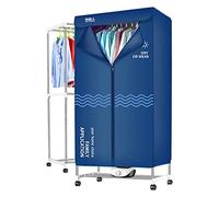 YUHANG Electric Clothes Dryer,1000W,Double-Layer Stainless Steel Stand + Oxford Cloth,15kg Load Capacity,180-Minute Timer, 65℃ Hot Air Circulation Drying,70 × 46 × 150cm (Dark blue)