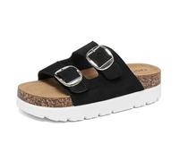 YUHITYGZGS Women’s Platform Sandals with Adjustable Double Buckle Cork Footbed, Non-Slip Open Toe Slides, Chunky Wedge Summer Shoes with Memory Foam Insole