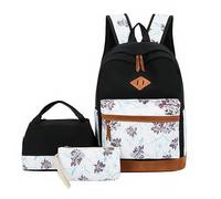 yuhlkopm Oxford Cloth Girls Cherry for Piece with Floral Backpack for School Cherry 3 Piece Set Floral Backpack Pencil Case, Type+5