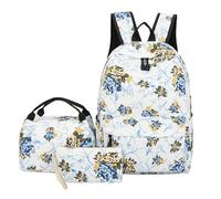 yuhlkopm Oxford Cloth Girls Cherry for Piece with Floral Backpack for School Cherry 3 Piece Set Floral Backpack Pencil Case, Type+3