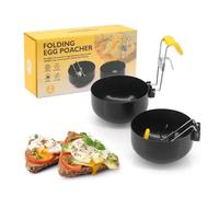 Yuhtech 2 Pcs Stainless Steel Egg Cooker, Collapsible Hang Ear Egg Boiler Poached Egg Maker, Non-stick Egg Poacher for Perfect Boiled Eggs for Kitchen Tool