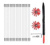 Yuhtech 23 Pcs Red Chimney Cleaning Brush Set Duct Vent Cleaning Set with Nylon Rods, Brush Heads, Drill Connector, Long Brush, Chimney Sweep Kit for Fireplace, Dryer Vent, Sewage Pipe, Fume Hood