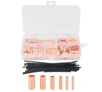 Yuhtech 250 PCS Copper Tube, GT1.5-6mm Copper Tube Butt Wire Cable Crimp Connectors, Professional Terminal Kit with 15 PCS Heat Shrink Tubing, Copper Connecting Pipe