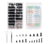 Yuhtech 355 Pcs Laptop Screws, Screws and Bolts Set, Computer Screw Kit with Tweezers and Screwdrivers, M2 M2.5 M3 Flat Head Phillips & Countersunk Cross Head for Spectacles, Laptop