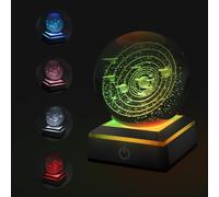 Yuhtech 3D Solar System Crystal Ball with LED Base, USB 3D Solar System Planet Crystal Ball Night Light Creative, Valentine's Day Gifts, Gift for Kids Friends Couple Birthday Festival