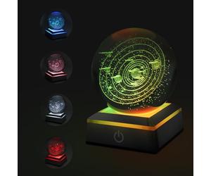 Yuhtech 3D Solar System Crystal Ball with LED Base, USB 3D Solar System Planet Crystal Ball Night Light Creative, Valentine's Day Gifts, Gift for Kids Friends Couple Birthday Festival