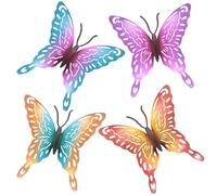 Yuhtech 4 PCS Metal Butterfly Garden Decorations, Metal Butterfly Wall Decor, Metal Butterfly Garden Ornaments Outdoor for Garden Shed Fence Yard Decorations Ornaments