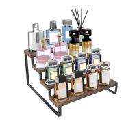 Yuhtech 4 Tier Wooden Display Riser Stand, Products Display Shelf, Perfume Organizer Stand, Spice Rack Organizer, Wood Step Shelf Storage Holder for Skincare, Dessert, Dolls, Small Plants