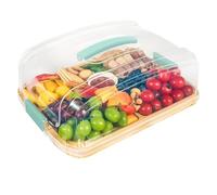 Yuhtech Portable Charcuterie Board with Lid Handle for Meat Snack Travel, Bamboo Cheeseboard Gift Set for Parties Guests Picnics