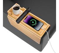 Yuhtech Sofa Arm Tray, Bamboo Sofa Arm Tray Table, Couch Cup Holder, Foldable Bamboo Pallet with Cup Holder for Snacks, Phones, Remotes