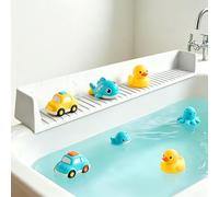 Yuhtech Splash Guard for Bathtub, Silicone Bathtub Splash Guard for Tub with 11 Suction Cups, Foldable Play Shelf for Bathing