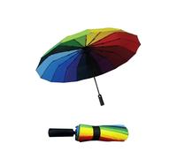 Yuhu Rainbow Pocket Umbrella with Automatic - Windproof Folding Umbrella Diameter 102 cm - Umbrella Small & Colourful with 16x Braces - Automatic Open/Close, Compact for Adults