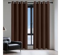 YUHUILI Blackout Curtains Home 130 x 122 cm Super Soft Texture Eyelet Thermal Curtains for Bedroom for Bedroom, Kitchen, Nursery, Brown