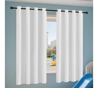 YUHUILI Thermal Insulated Curtains 138 x 168 cm Soft Thermal Insulated Black Out Premium Eyelet Curtains for Bedroom, Kitchen, Nursery, White