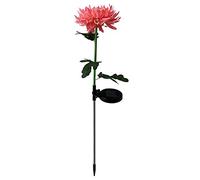 YUI 3Pc Solar Flower Lights Outdoor Garden Stake Artificial Chrysanthemum Solar Powered Flower Stake Lights Waterproof Landscape Pathway Decor Light for Garden Patio Yard Lawn Decoration (Pink*1)