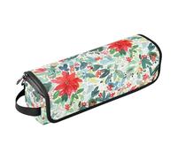 Yuiboo 2-in-1 Curling Iron Travel Case with Removable Heat Resistant Mat Large Capacity Hair Tool Organizer for Hot Tools Curling Iron Flat Irons Hair Volumizer Styler, Watercolor Christmas Flower,