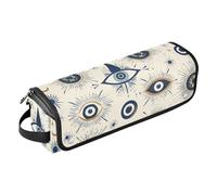Yuiboo 2 in 1 Hair Tools Organizer with Heat Resistant Mat Portable Hair Styling Tool Organizer for Flat Irons, Straighteners, Curling Irons, Boho Blue Evil Eyes Stars Beige Moons Trave Case for, boho