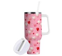 Yuiboo 3d Heart Light Vacuum 40 oz Tumbler with Straw Lid Gym Water Bottle Wide Mouth To Go Coffee Mug for School, Sports, Daycare, Camp & More