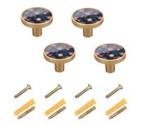Yuiboo 4 Pack Cabinet Door Knobs Firework Night Navy Cabinet Hardware for Closet Brushed Nickel