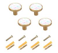 Yuiboo 4 Pack Cabinet Knobs Pull Bow Watercolor Pastel White Solid Zinc Alloy Kitchen Pulls for Dresser Furniture Drawers/Kitchen/Door/Bathroom Brushed Nickel