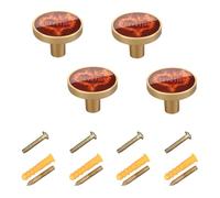 Yuiboo 4 Pack Door Knobs Devotion Heart Fiery Red Simple Drawer Handles for Cupboard Drawer Brushed Nickel