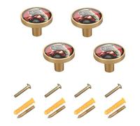 Yuiboo 4 Pack Kitchen Cabinet Knobs Boxer Capybaras Red Drawer Pulls & Door Handles for Dresser Furniture Drawers/Kitchen/Door/Bathroom Brushed Nickel