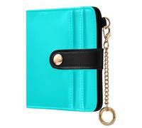 Yuiboo Aqua Blue Women's Folding Wallet For Women Waterproof Compact PU Leather Wallet for Men Women Travel