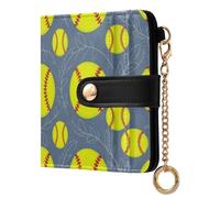 Yuiboo Baseball and Bow Monochrome Ladies Classic Foldable Wallet Unique Compact Zipper Coin Pocket for Daily Travel, Softball Baseball Sport, One Size, Art Deco