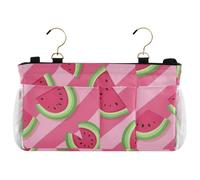 Yuiboo Bedside Caddy Cute Watermelons Slices Peach Stripes Hanging Bed Organizer Storage Bag for Glasses Books Mobile Phones Keys