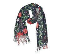 Yuiboo Berries Mistletoe Christmas Florals Red Green Tassel Scarf For Women Shawl Wraps For Women Wedding Warm Scarfs Imitation Cashmere Scarf Cold Weather Accessories 86.6"x30.7", Berries Mistletoe