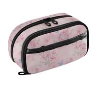 Yuiboo Blush Cherry Blossom Watercolor with Double Zipper Stationery Organizer Portable Large Capacity Sturdy Stationery for High School College Students