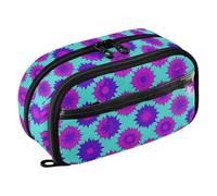 Yuiboo Bright Purple Floral Bloom with Double Zipper Pen Bag Portable Large Capacity Tear Resistant for Teen Girls Boys