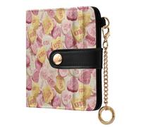 Yuiboo Candy Heart Pastel Women's Leather Folding Wallet Cute PU Leather Folding Wallet for Woman Girl