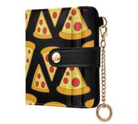 Yuiboo Cartoon Cheeseburgers Women's Folding Wallet With Card Slots Cute PU Leather Folding Wallet for Women, Yummy Pepperoni Pizza, One Size, Art Deco