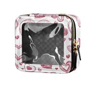 Yuiboo Clear Make Up Bag Doodle love reds Cute Waterproof Travel Toiletry Bag Makeup Organizer for Flying, Doodle love reds cute, 5.1" x 4.7" x 2.2", Art Deco